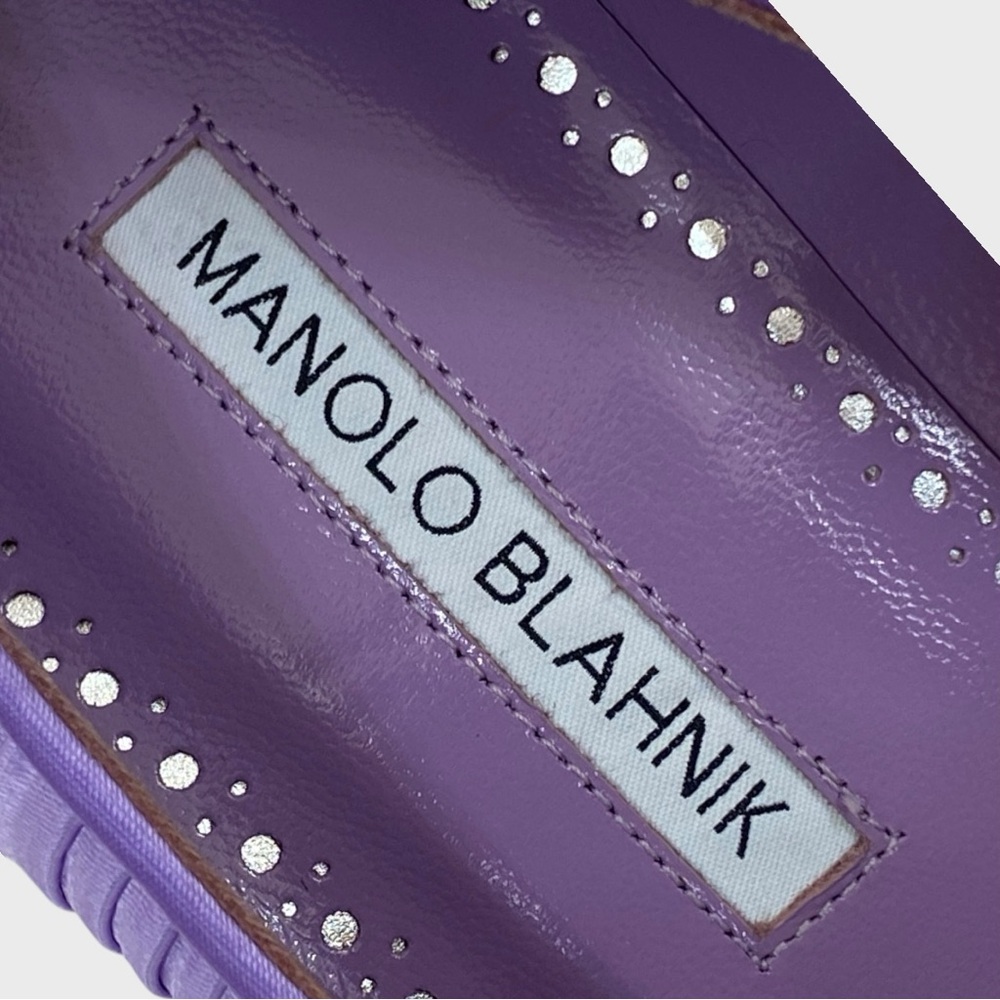 Manolo Blahnik New in Box Hangisi Purple Pleated Satin Pumps Size 39 1/2 - Picture 8 of 12